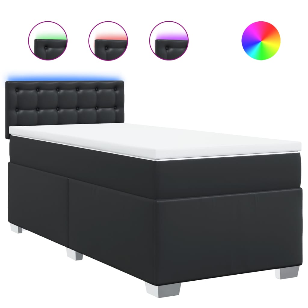 Giroletto a Molle con Materasso Nero 100x200 cm in Similpelle