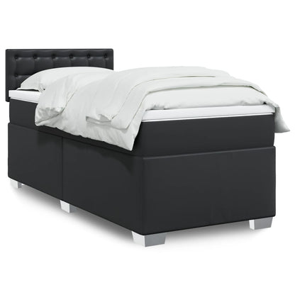 Giroletto a Molle con Materasso Nero 100x200 cm in Similpelle