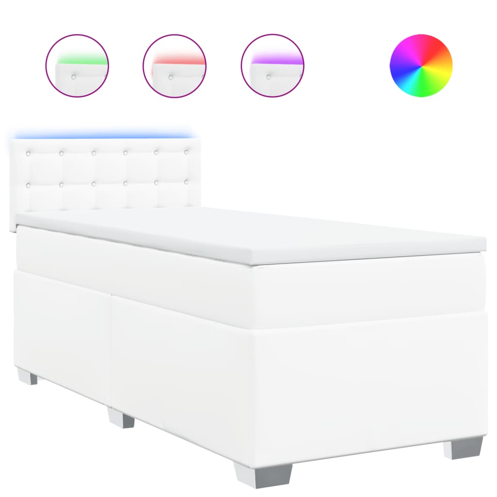 Giroletto a Molle con Materasso Bianco 100x200 cm in Similpelle - homemem39