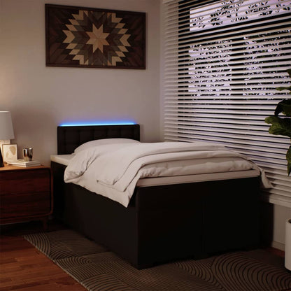 Giroletto a Molle con Materasso Nero 120x190 cm in Similpelle - homemem39