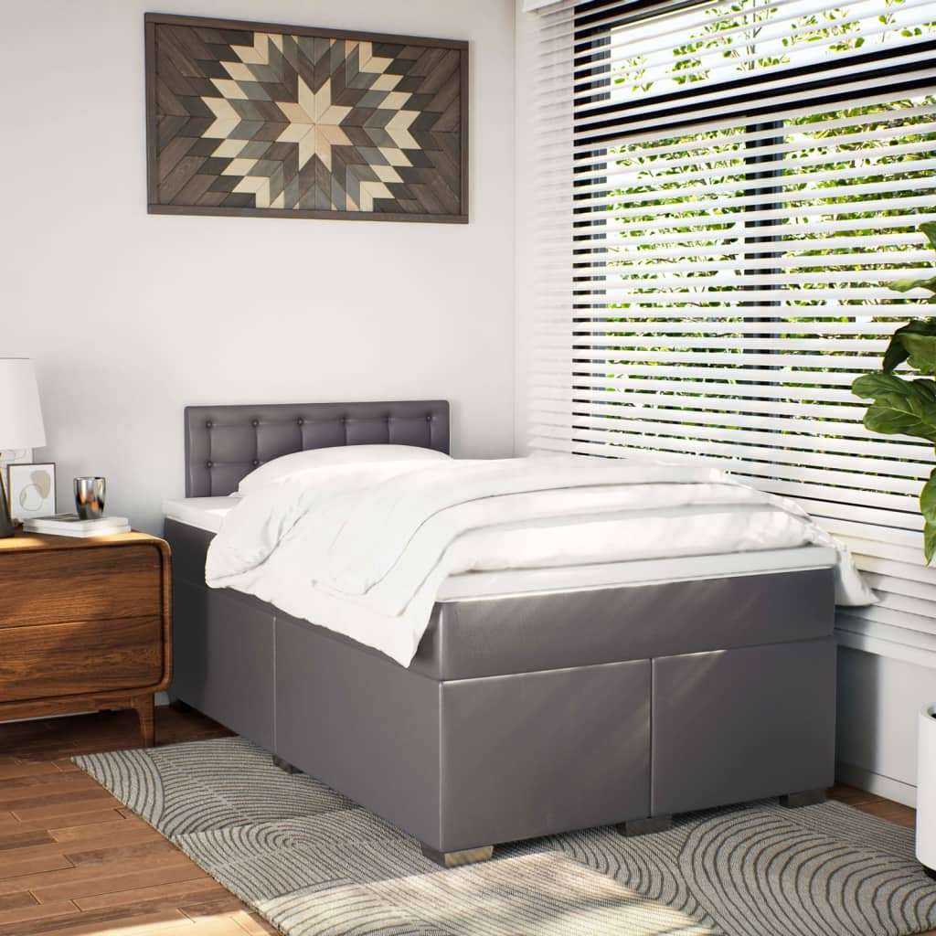 Giroletto a Molle con Materasso Grigio 120x190 cm in Similpelle