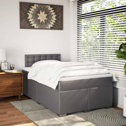 Giroletto a Molle con Materasso Grigio 120x190 cm in Similpelle