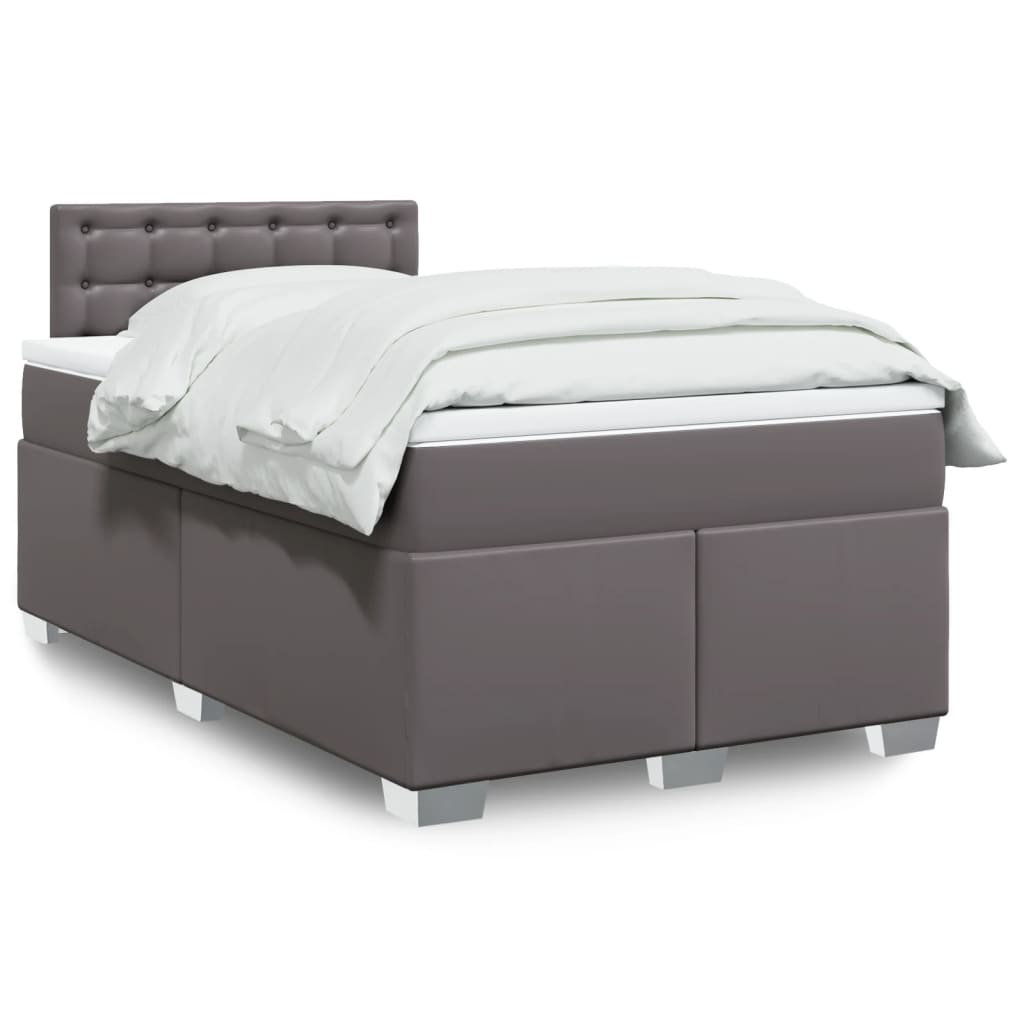 Giroletto a Molle con Materasso Grigio 120x190 cm in Similpelle
