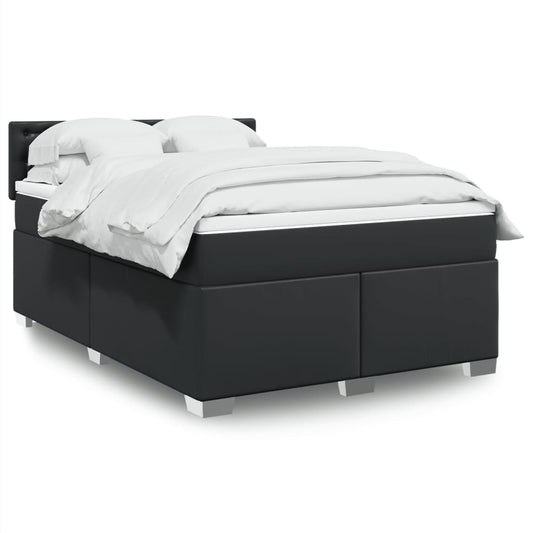 Giroletto a Molle con Materasso Nero 140x200 cm in Similpelle