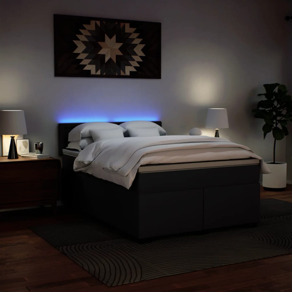 Giroletto a Molle con Materasso Nero 160x200 cm in Similpelle - homemem39