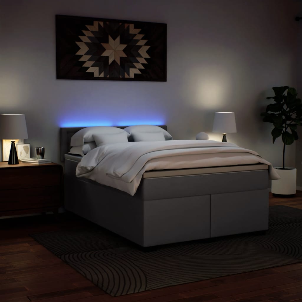 Giroletto a Molle con Materasso Grigio 160x200 cm in Similpelle - homemem39