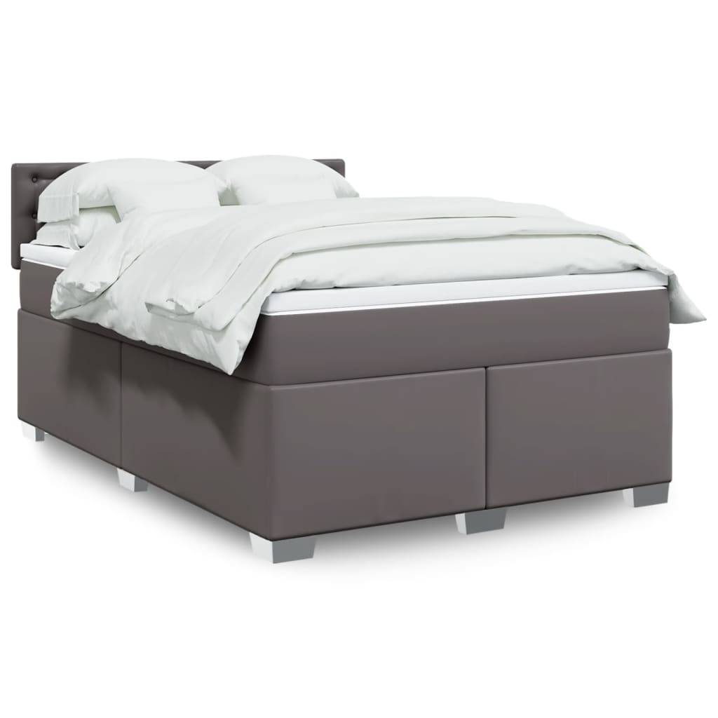 Giroletto a Molle con Materasso Grigio 160x200 cm in Similpelle