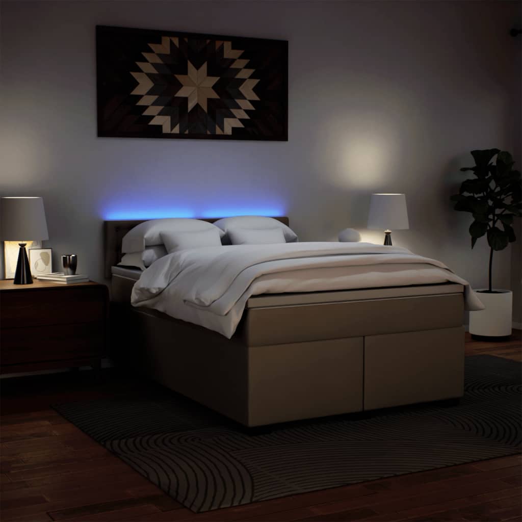 Giroletto a Molle con Materasso Cappuccino 160x200cm Similpelle | homemem39