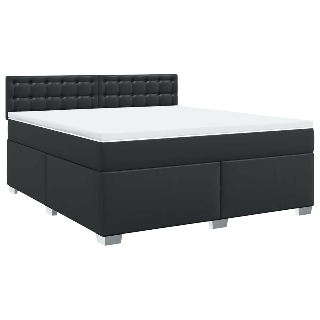 Giroletto a Molle con Materasso Nero 180x200 cm in Similpelle