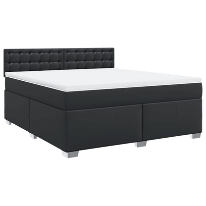 Giroletto a Molle con Materasso Nero 180x200 cm in Similpelle