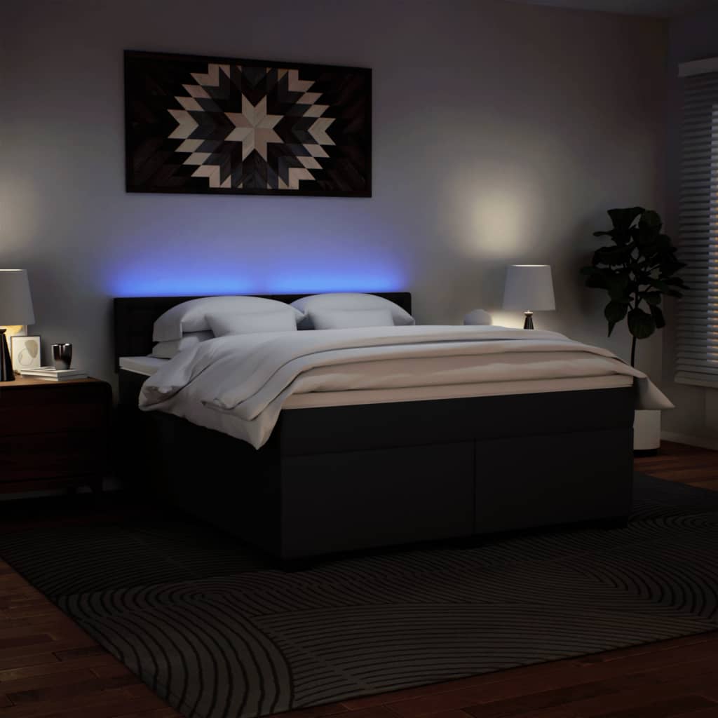 Giroletto a Molle con Materasso Nero 180x200 cm in Similpelle - homemem39