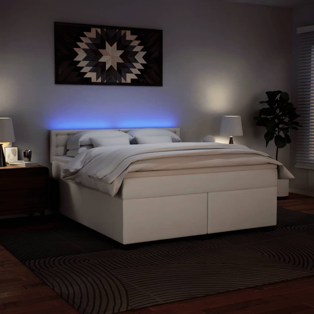 Giroletto a Molle con Materasso Bianco 180x200 cm in Similpelle - homemem39