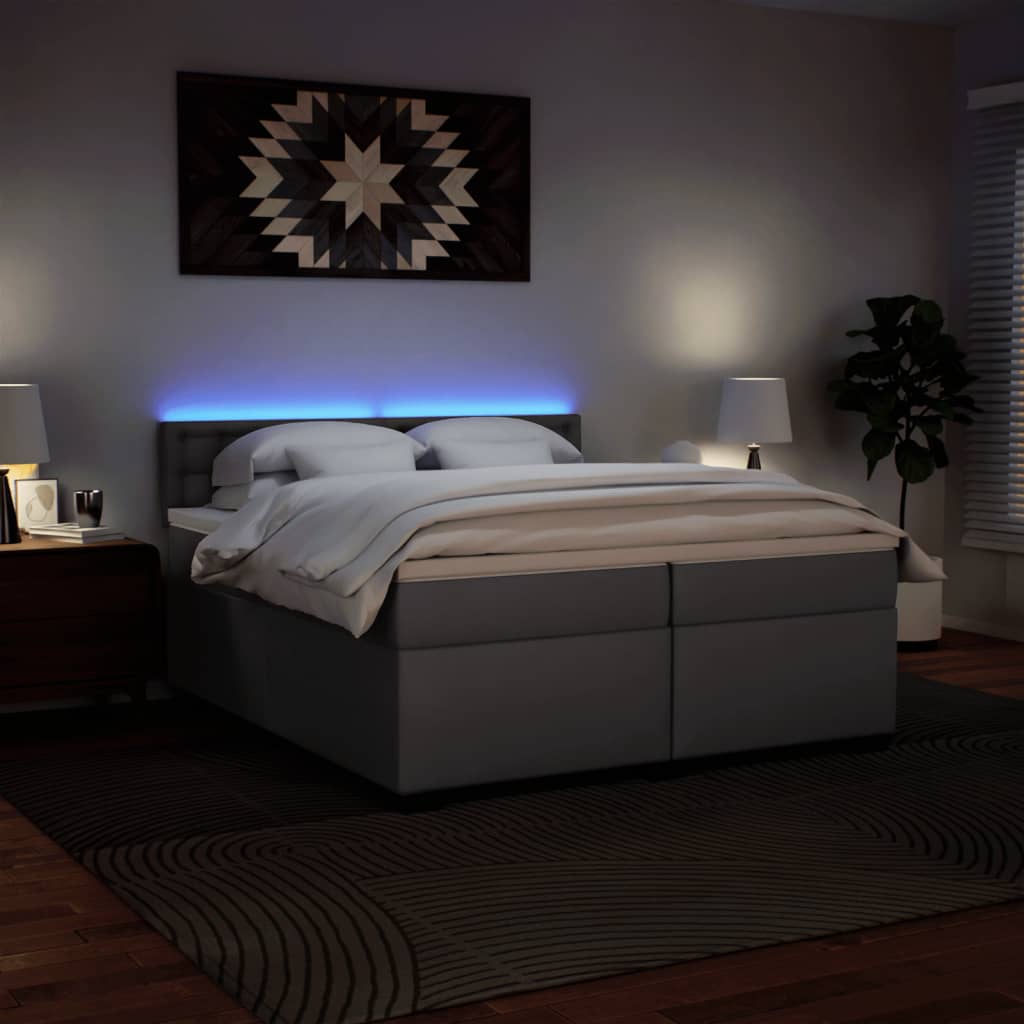 Giroletto a Molle con Materasso Grgio 200x200 cm in Similpelle