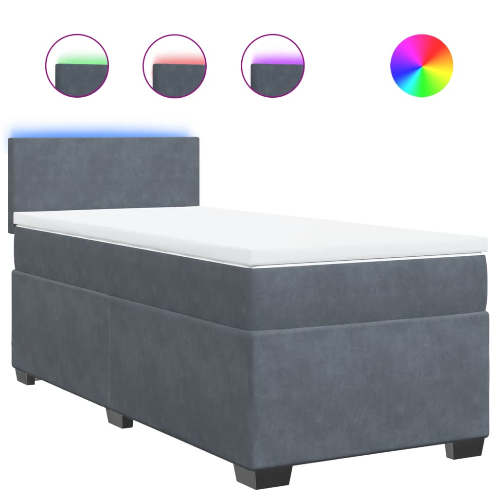 Giroletto a Molle con Materasso Grigio Scuro 80x200 cm Velluto | homemem39