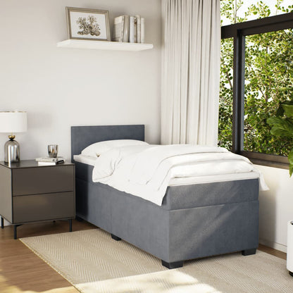 Giroletto a Molle con Materasso Grigio Scuro 80x200 cm Velluto | homemem39