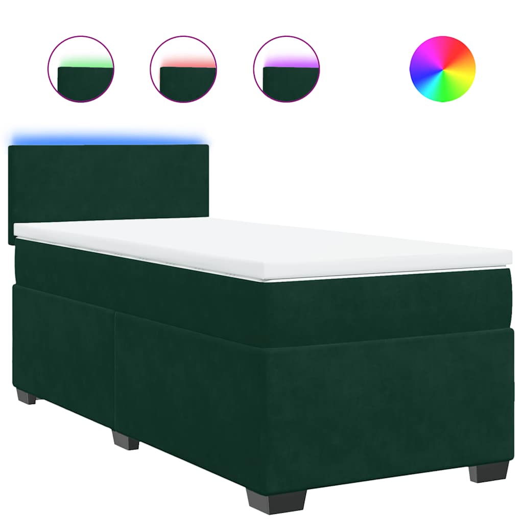 Giroletto a Molle con Materasso Verde Scuro 80x200 cm Velluto | homemem39