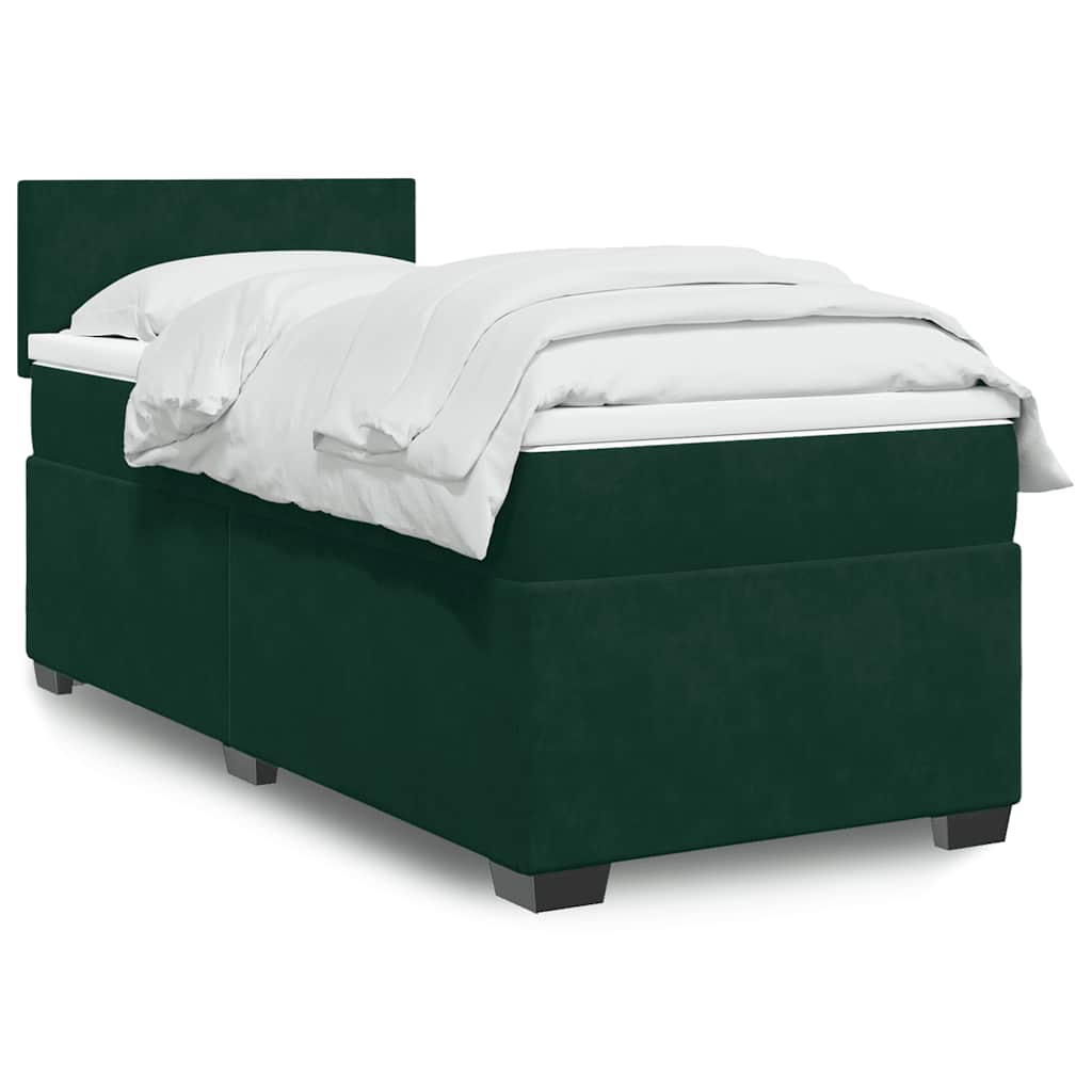 Giroletto a Molle con Materasso Verde Scuro 80x200 cm Velluto | homemem39