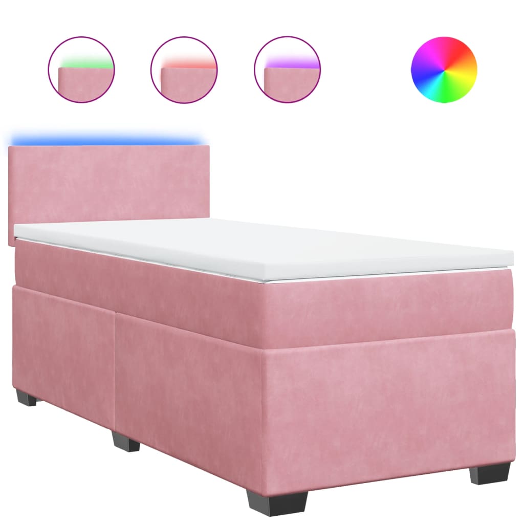 Giroletto a Molle con Materasso Rosa 80x200 cm in Velluto | homemem39