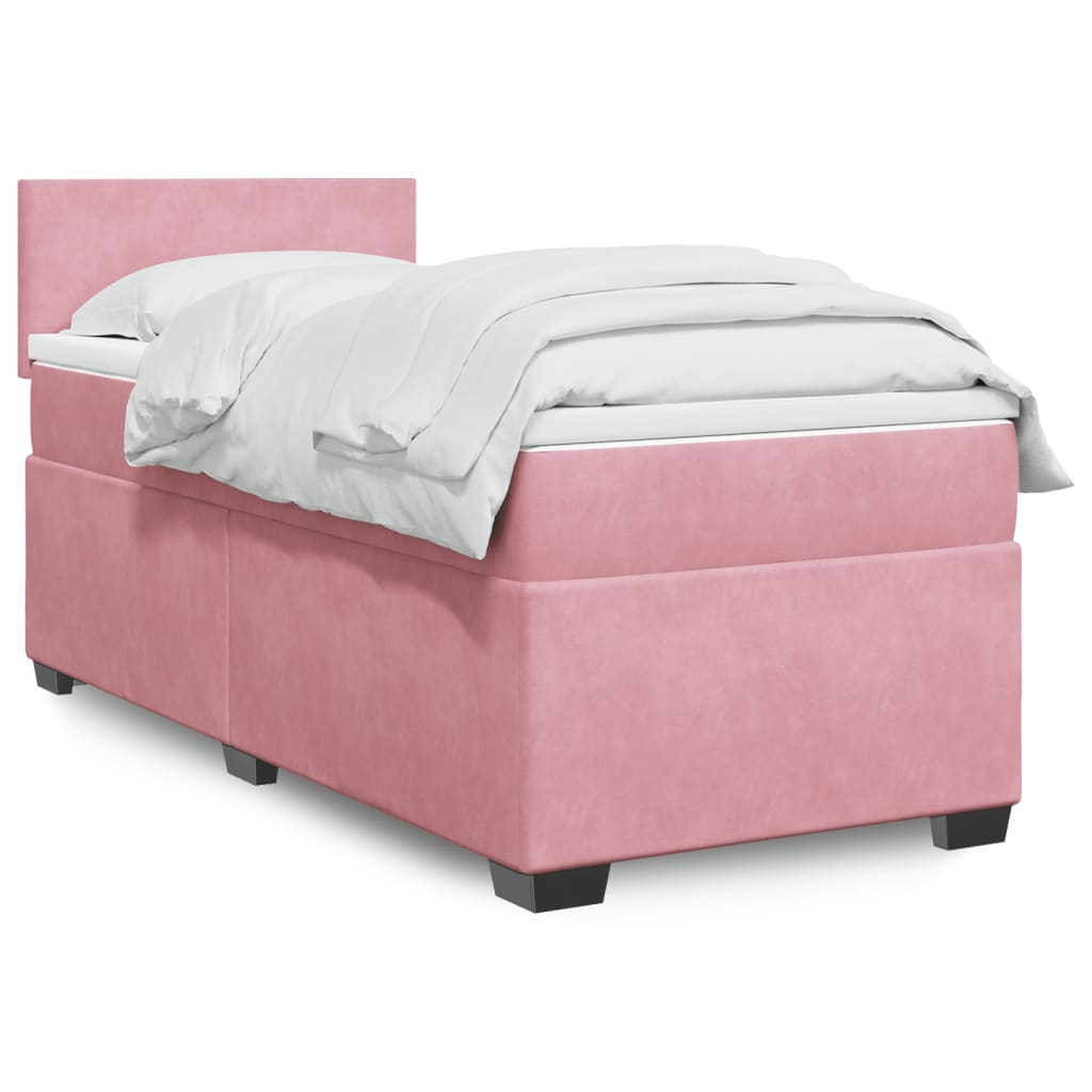 Giroletto a Molle con Materasso Rosa 80x200 cm in Velluto | homemem39