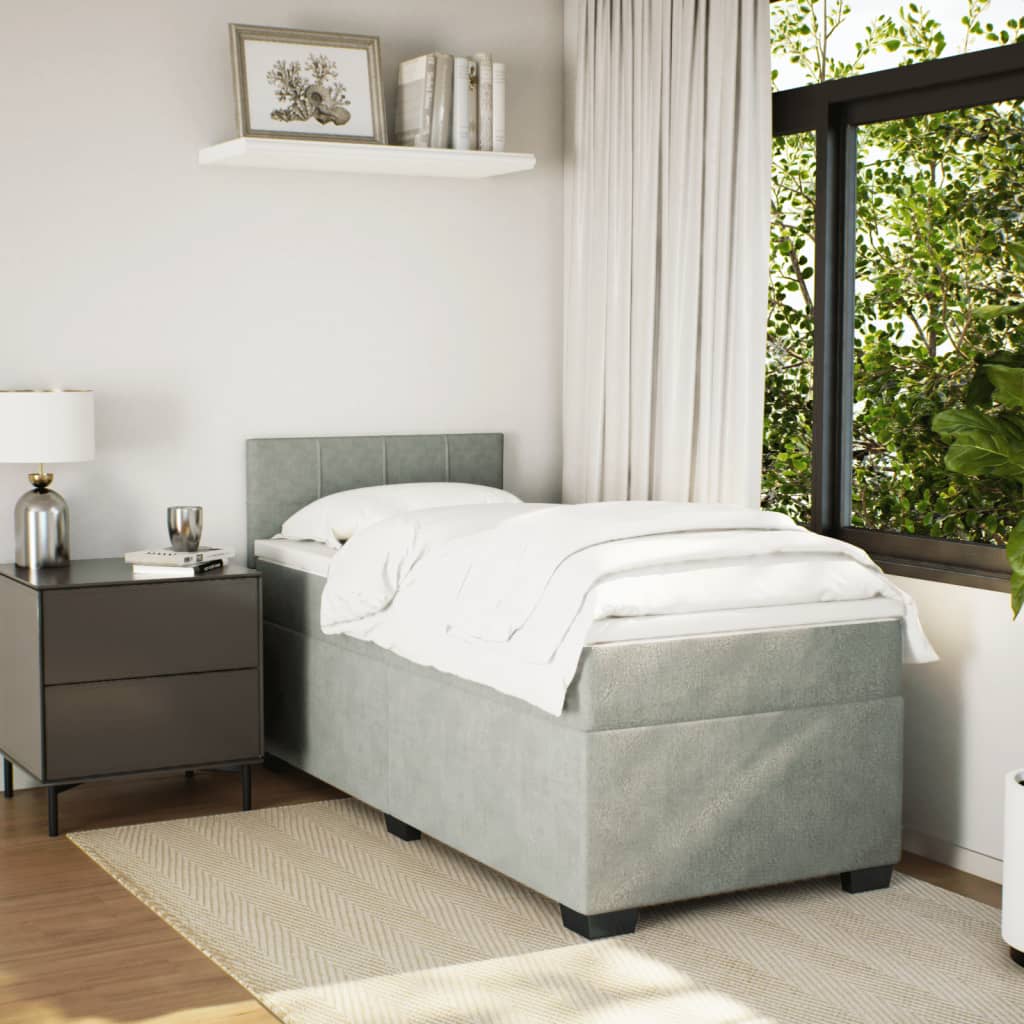 Giroletto a Molle con Materasso Grigio Chiaro 80x200 cm Velluto - homemem39