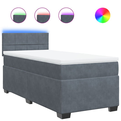 Giroletto a Molle con Materasso Grigio Scuro 80x200 cm Velluto | homemem39
