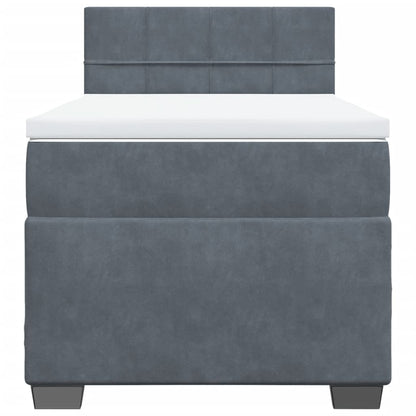 Giroletto a Molle con Materasso Grigio Scuro 80x200 cm Velluto