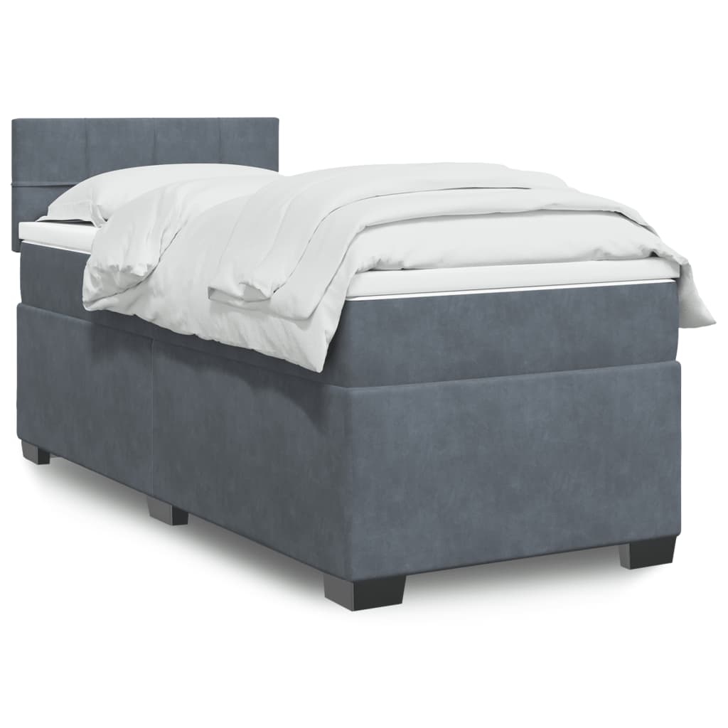 Giroletto a Molle con Materasso Grigio Scuro 80x200 cm Velluto | homemem39
