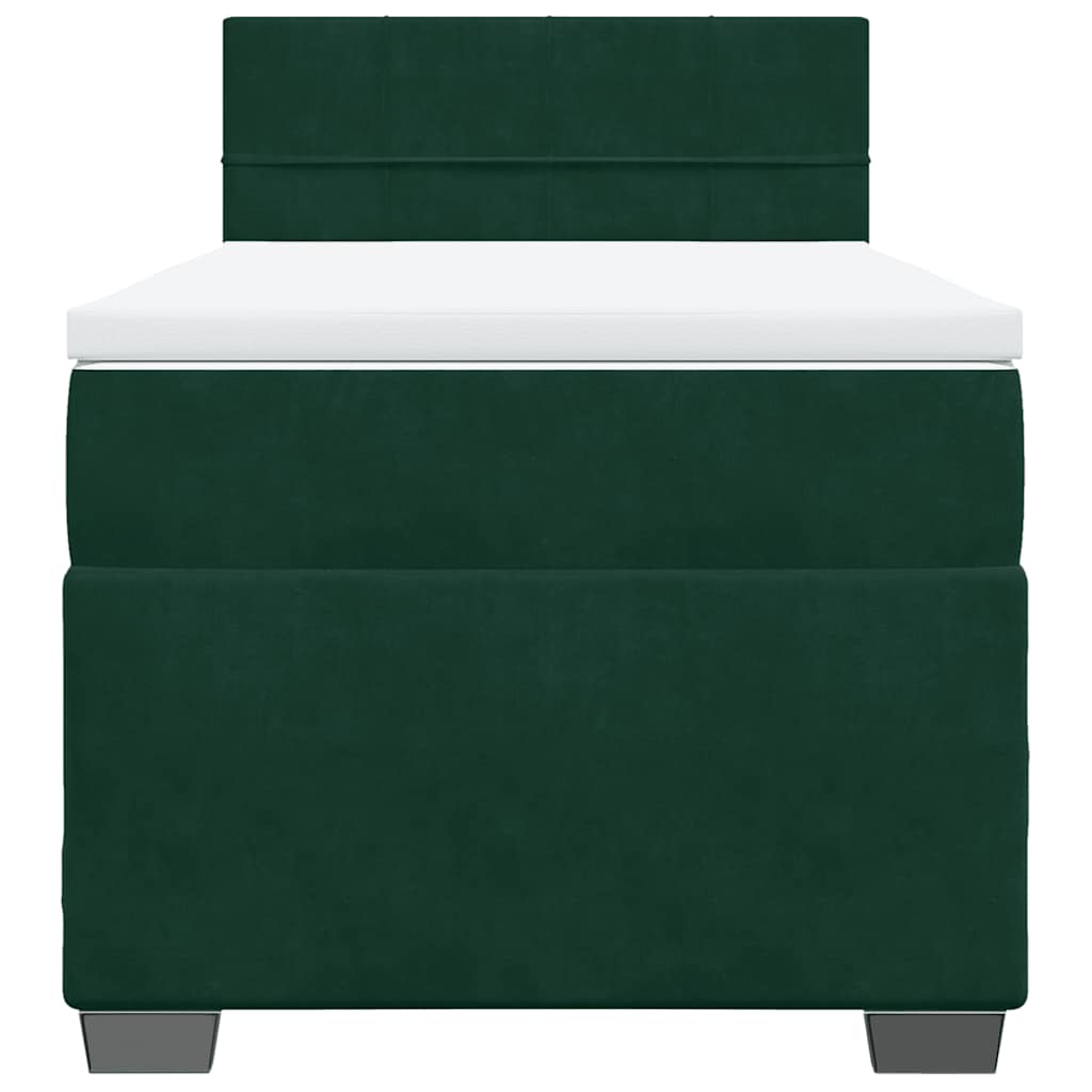 Giroletto a Molle con Materasso Verde Scuro 80x200 cm Velluto