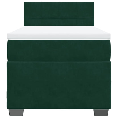 Giroletto a Molle con Materasso Verde Scuro 80x200 cm Velluto
