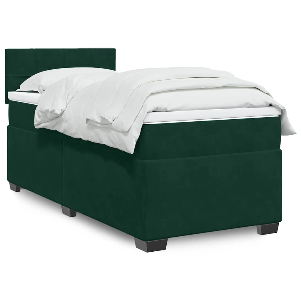 Giroletto a Molle con Materasso Verde Scuro 80x200 cm Velluto