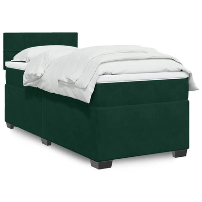 Giroletto a Molle con Materasso Verde Scuro 80x200 cm Velluto