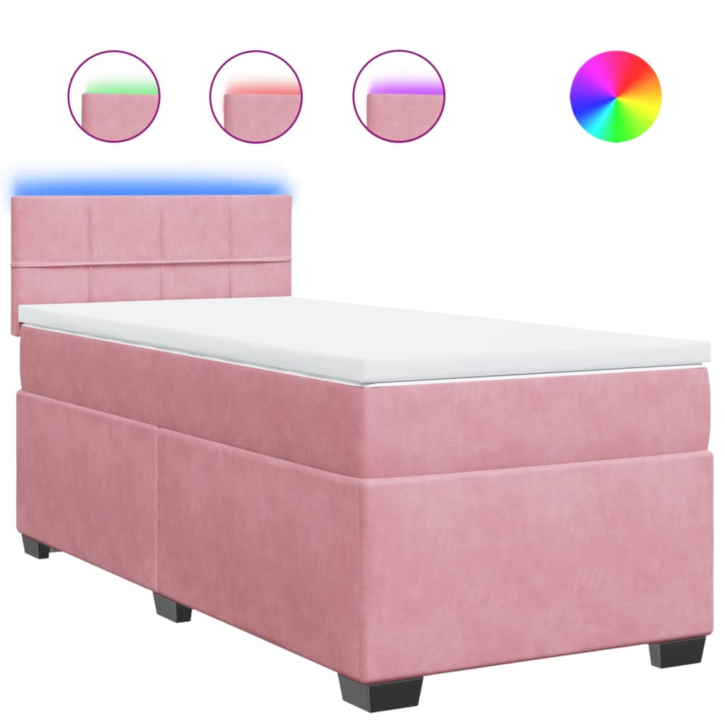 Giroletto a Molle con Materasso Rosa 80x200 cm in Velluto | homemem39