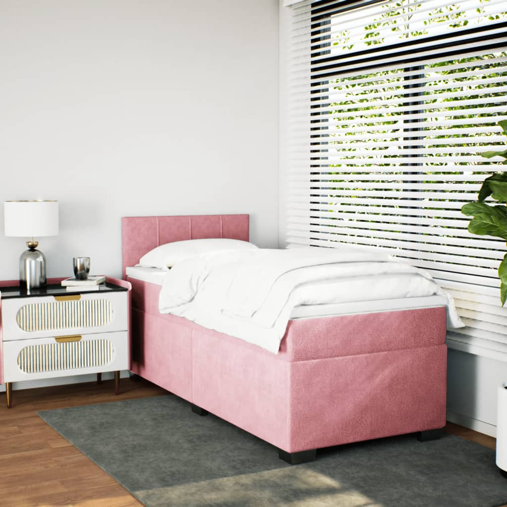 Giroletto a Molle con Materasso Rosa 80x200 cm in Velluto | homemem39