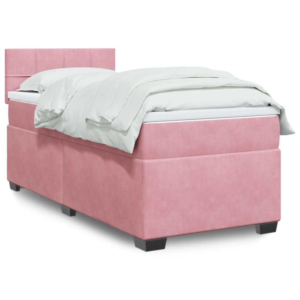 Giroletto a Molle con Materasso Rosa 80x200 cm in Velluto | homemem39