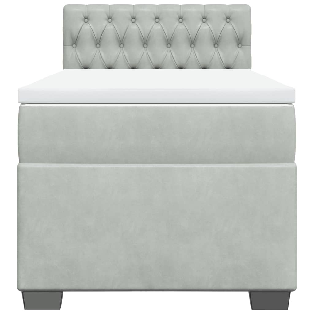 Giroletto a Molle con Materasso Grigio Chiaro 80x200 cm Velluto - homemem39
