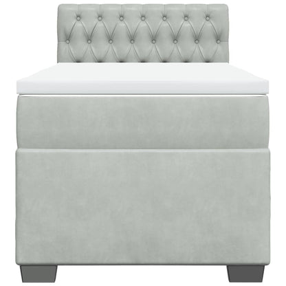 Giroletto a Molle con Materasso Grigio Chiaro 80x200 cm Velluto
