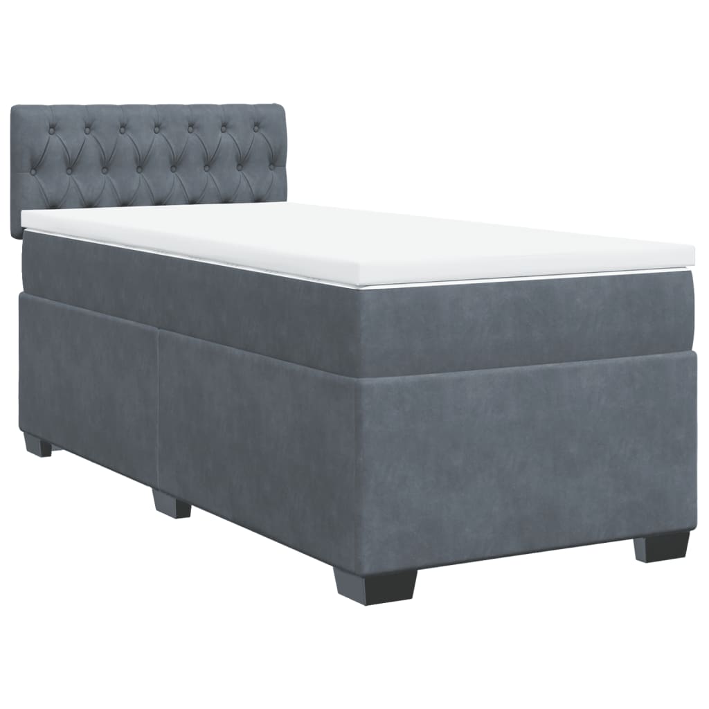 Giroletto a Molle con Materasso Grigio Scuro 80x200 cm Velluto | homemem39
