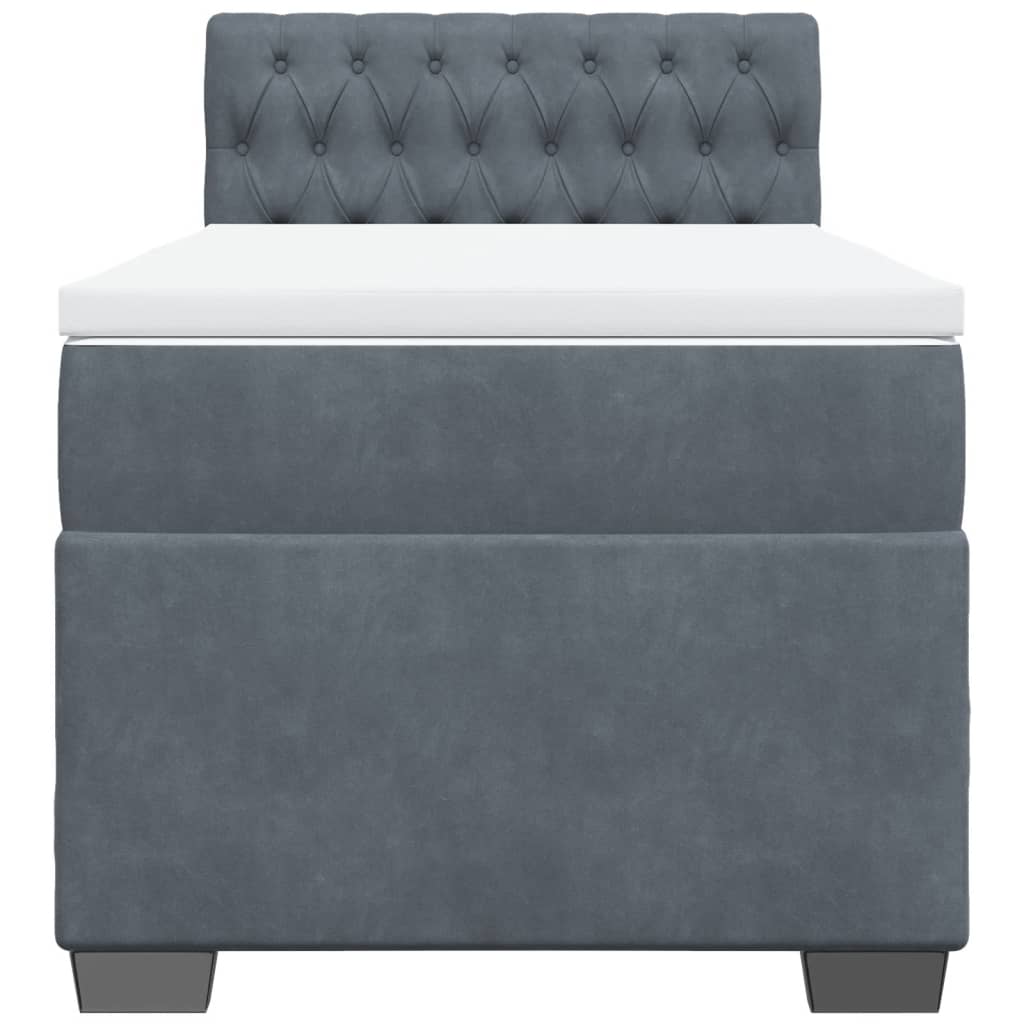 Giroletto a Molle con Materasso Grigio Scuro 80x200 cm Velluto | homemem39