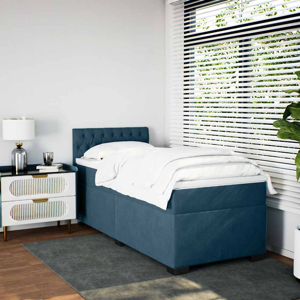 Giroletto a Molle con Materasso Blu 80x200 cm in Velluto