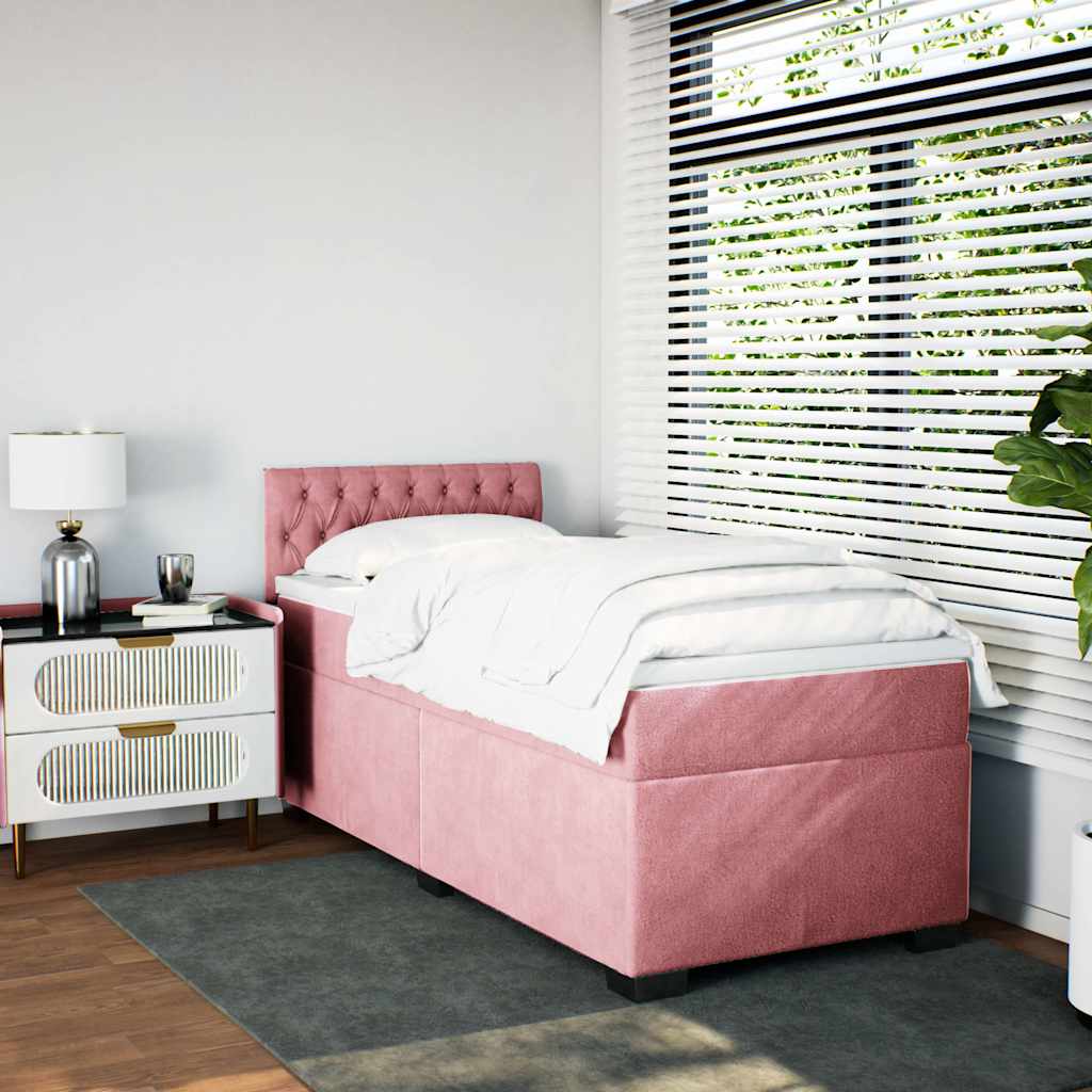 Giroletto a Molle con Materasso Rosa 80x200 cm in Velluto | homemem39
