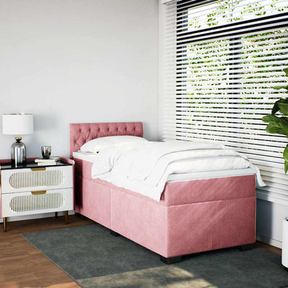 Giroletto a Molle con Materasso Rosa 80x200 cm in Velluto | homemem39