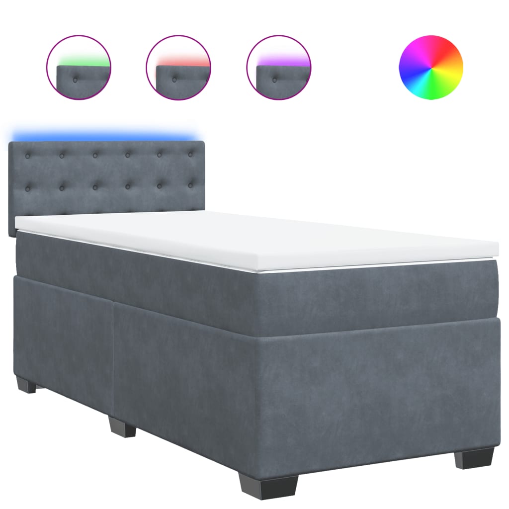 Giroletto a Molle con Materasso Grigio Scuro 80x200 cm Velluto | homemem39