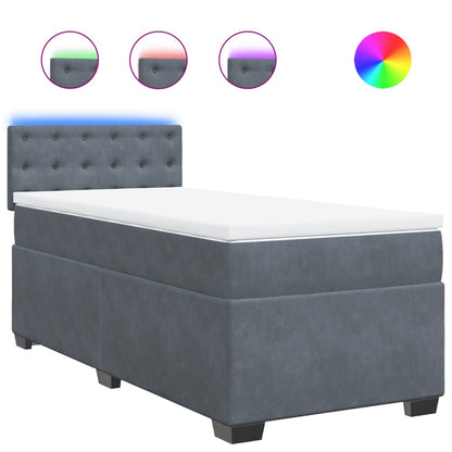 Giroletto a Molle con Materasso Grigio Scuro 80x200 cm Velluto | homemem39