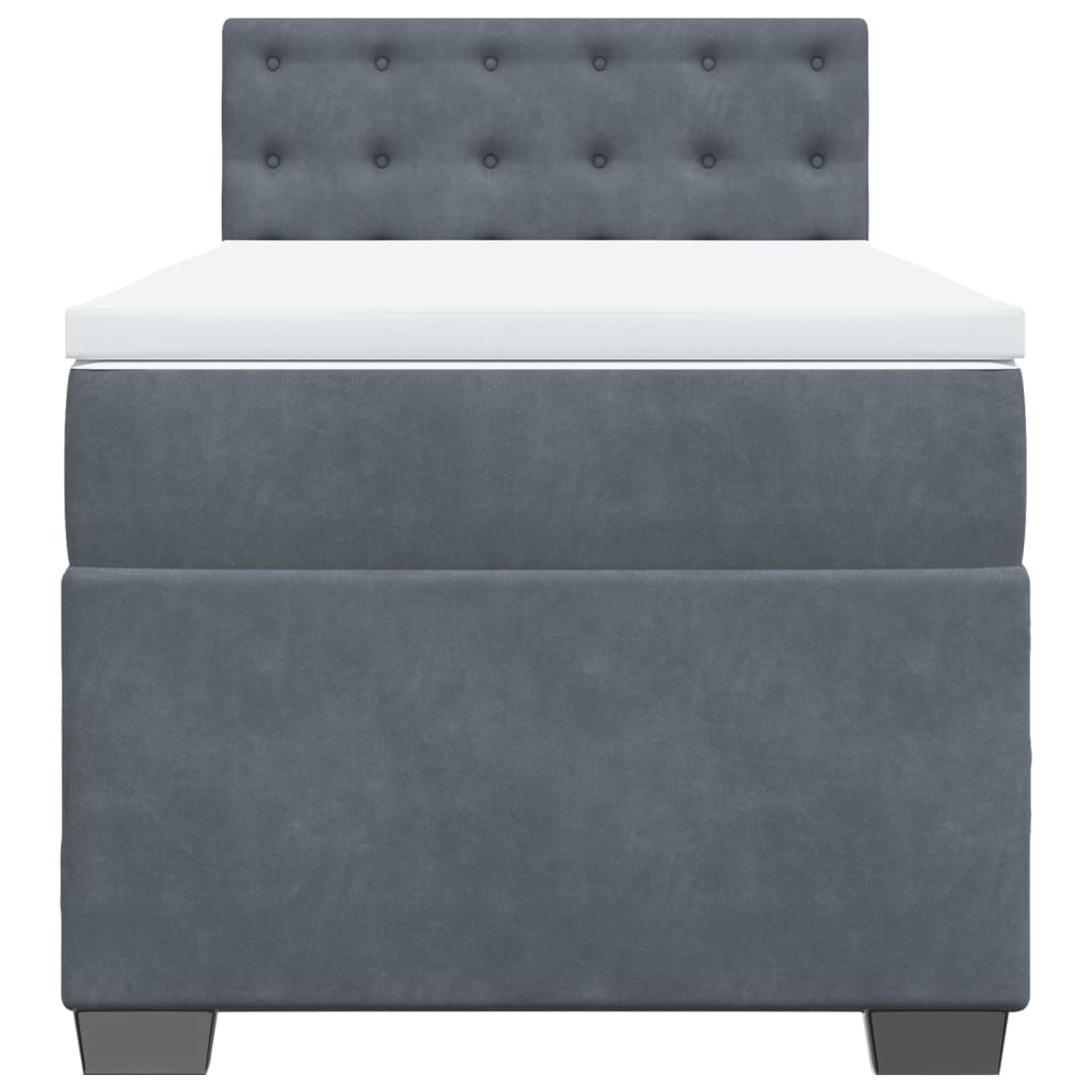 Giroletto a Molle con Materasso Grigio Scuro 80x200 cm Velluto | homemem39