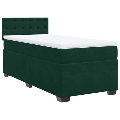 Giroletto a Molle con Materasso Verde Scuro 80x200 cm Velluto