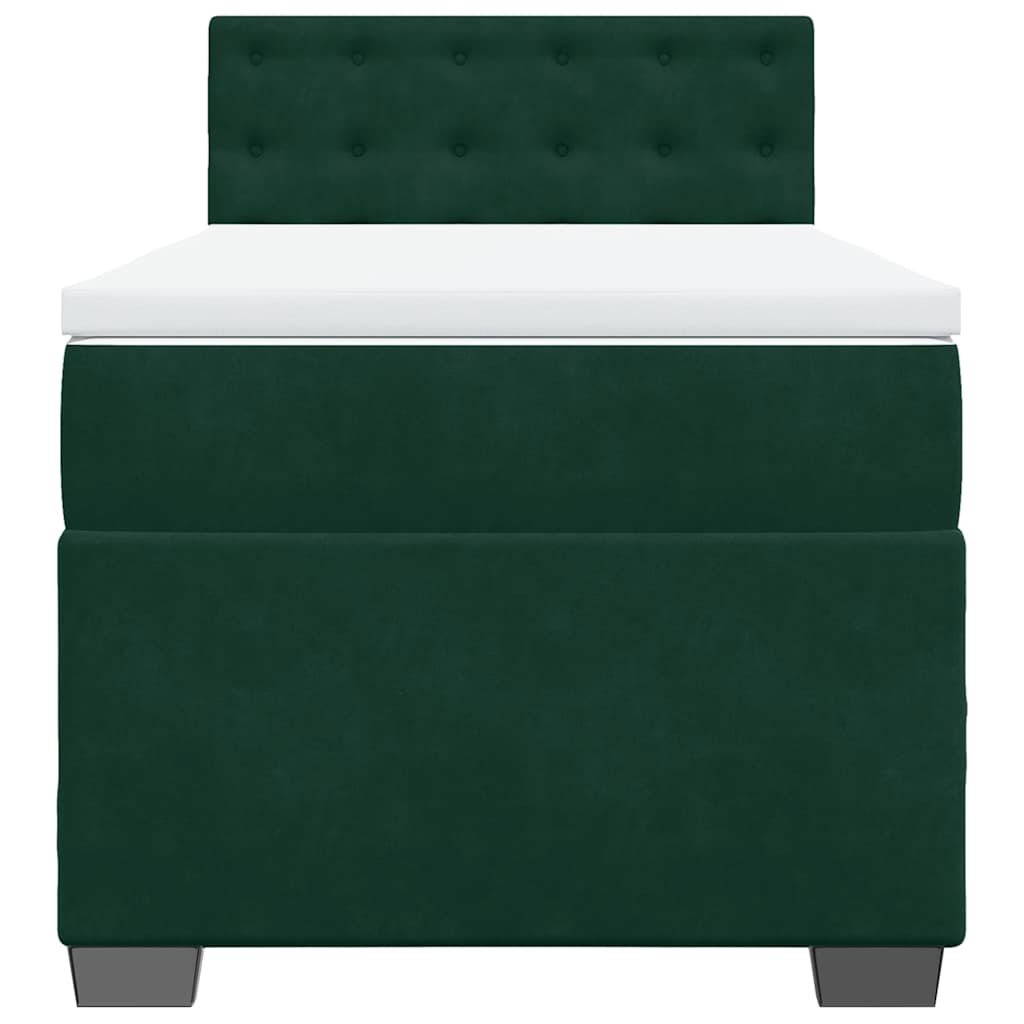 Giroletto a Molle con Materasso Verde Scuro 80x200 cm Velluto