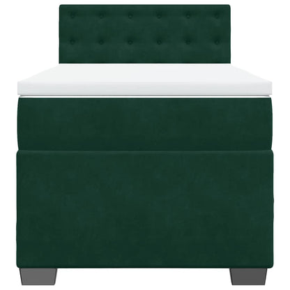 Giroletto a Molle con Materasso Verde Scuro 80x200 cm Velluto