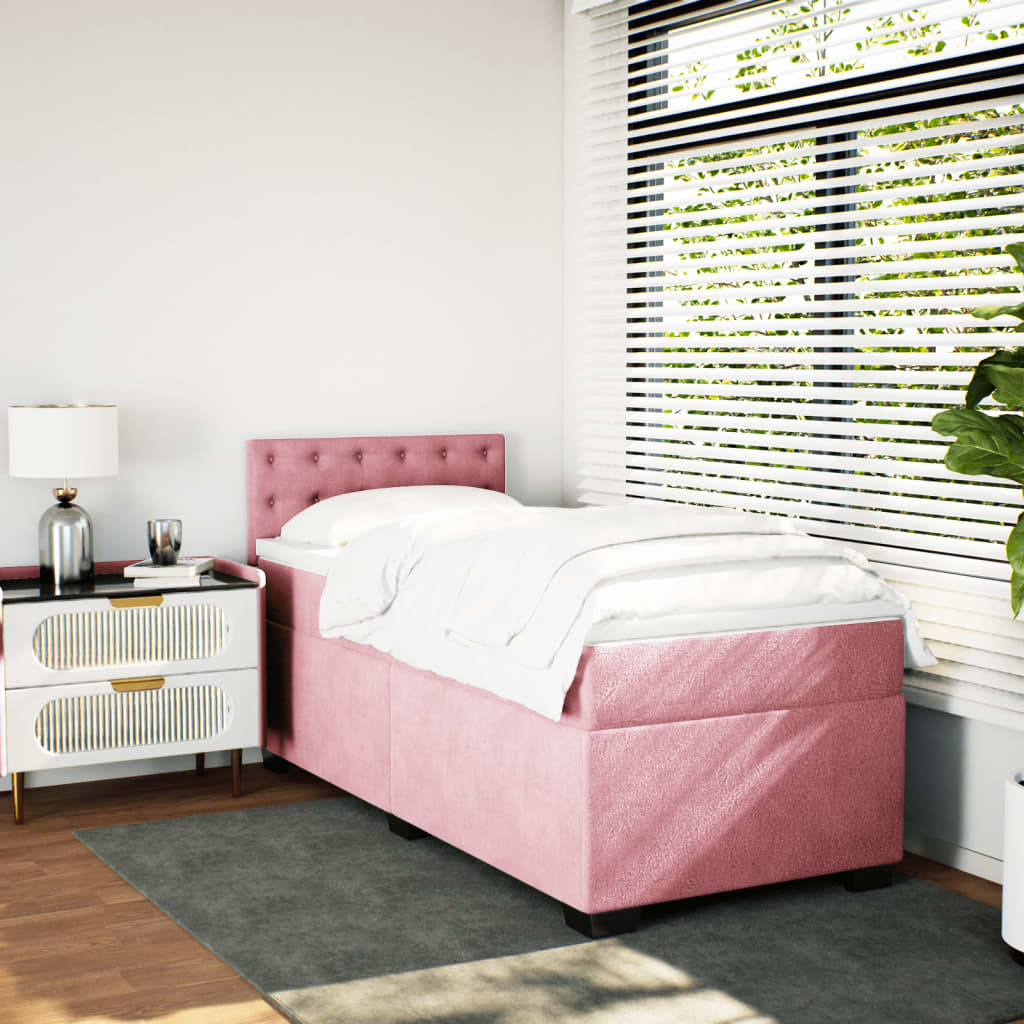 Giroletto a Molle con Materasso Rosa 80x200 cm in Velluto | homemem39