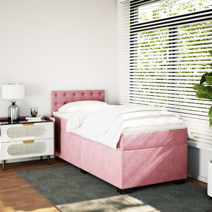 Giroletto a Molle con Materasso Rosa 80x200 cm in Velluto | homemem39