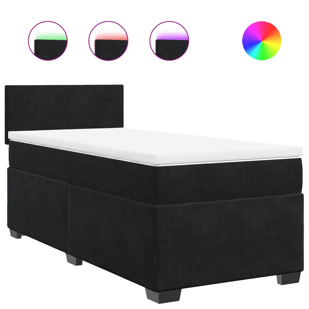 Giroletto a Molle con Materasso Nero 90x190 cm in Velluto